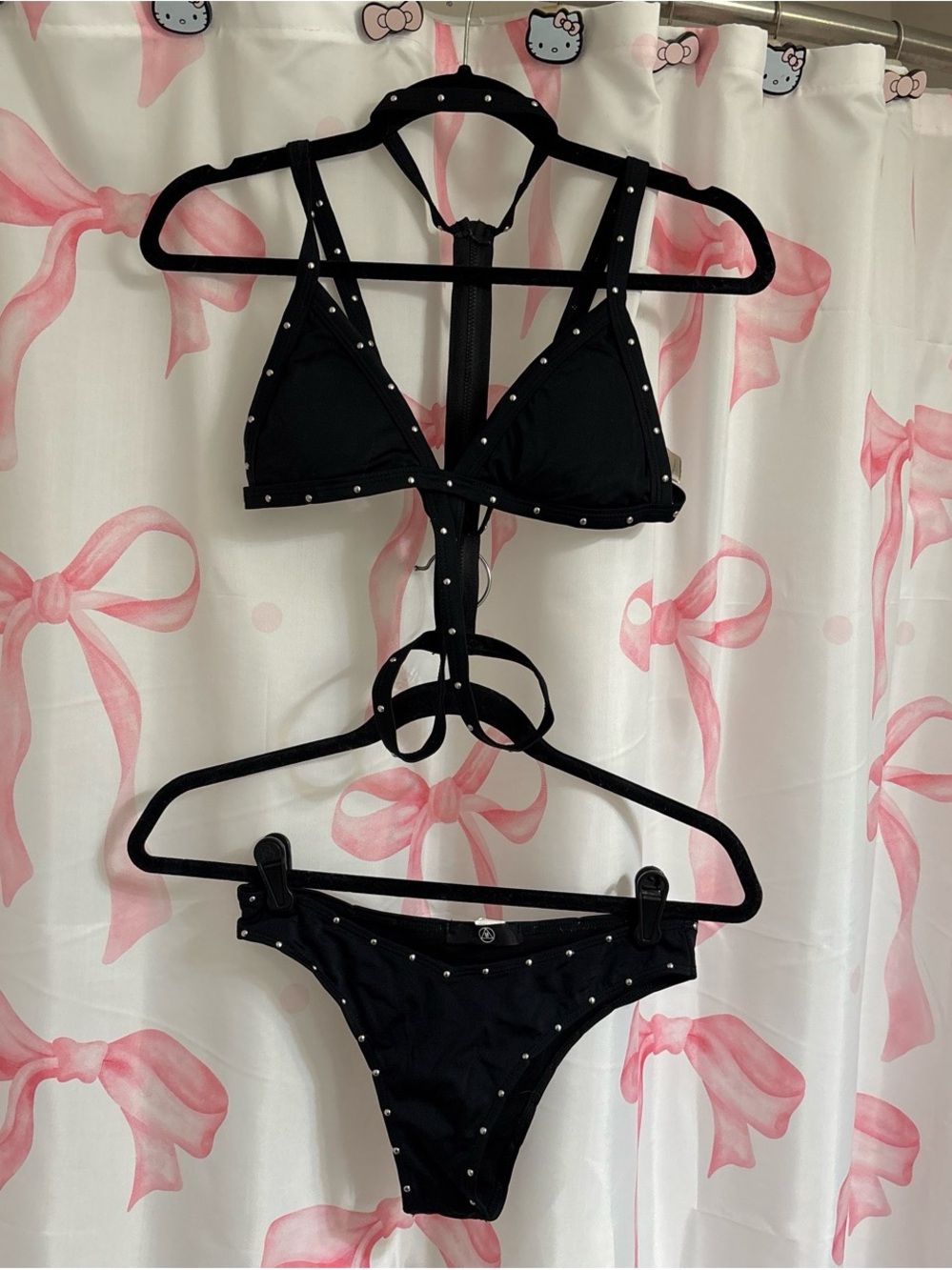 Missguided Black Studded Strappy Bikini Set